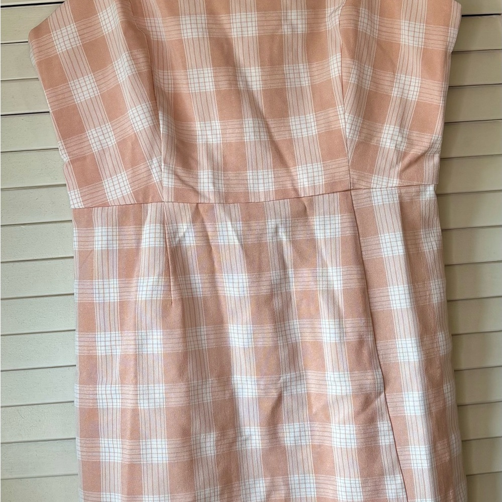BP Peach and White Plaid Casual Dress